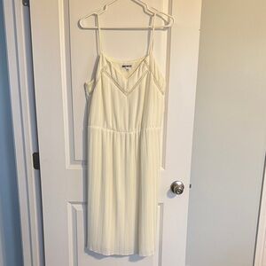 Express Cream Pleated Spaghetti-Strap Midi Dress